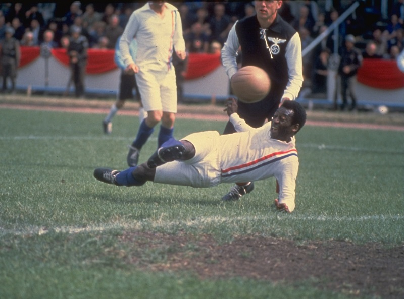 1982: Pele of Brazil scores the equalizing goal for the Allied POW's during the match against Germany in Paris featured in the filming of ''Escape to Victory'' . The match ended in a 4-4 draw. Mandatory Credit: Allsport UK /Allsport