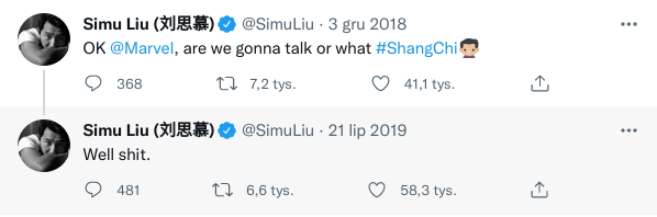 Simu Liu tweet Shang-Chi