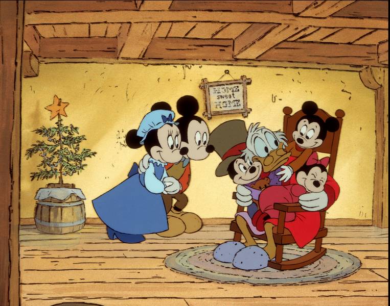 Kadr z animacji Opowieść wigilijna Myszki Miki.