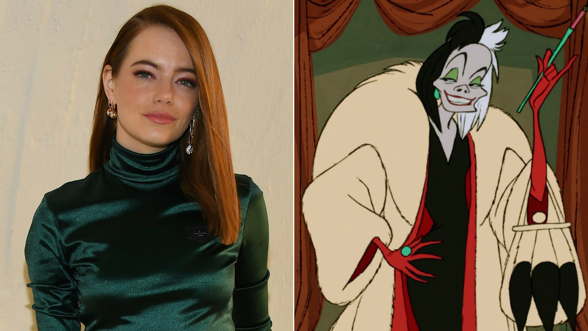 EMMA STONE jako CRUELLA DE MON na pierwszym PLAKACIE