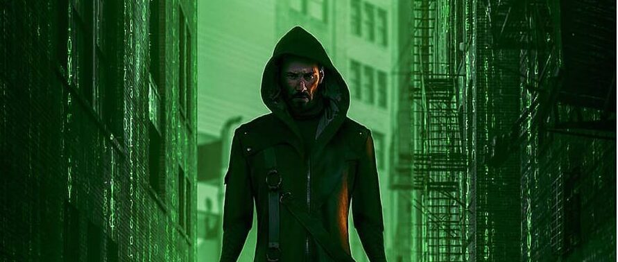 KEANU REEVES jako NEO na fanowskiej grafice z MATRIXA 4