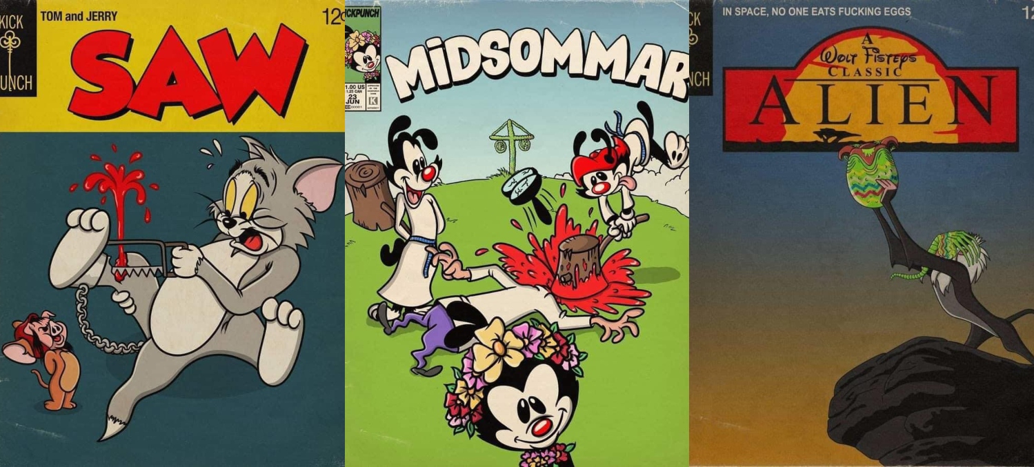 Postaci z animacji jako bohaterowie słynnych HORRORÓW. Galeria pomysłowych plakatów