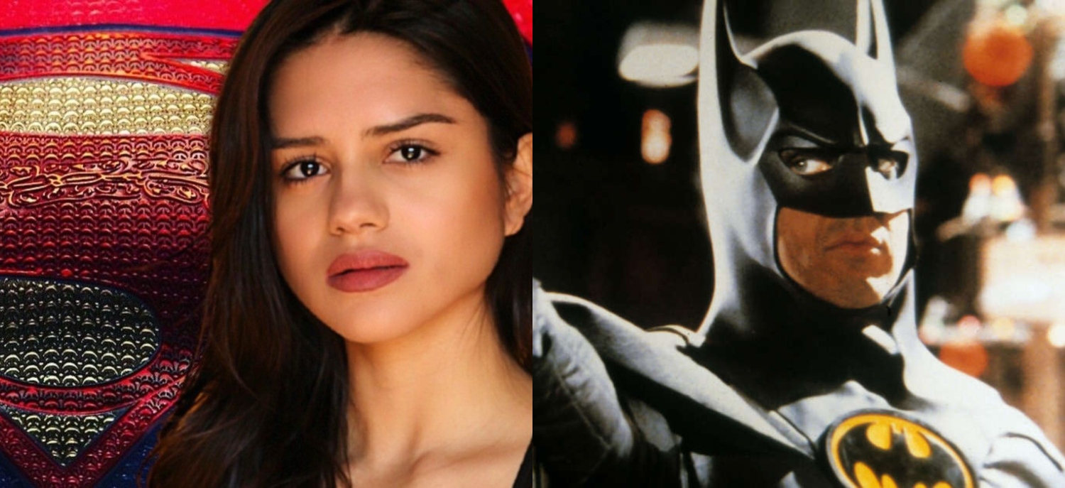 SASHA CALLE jako Supergirl i MICHAEL KEATON jako Bruce Wayne na zdjęciach z planu THE FLASH