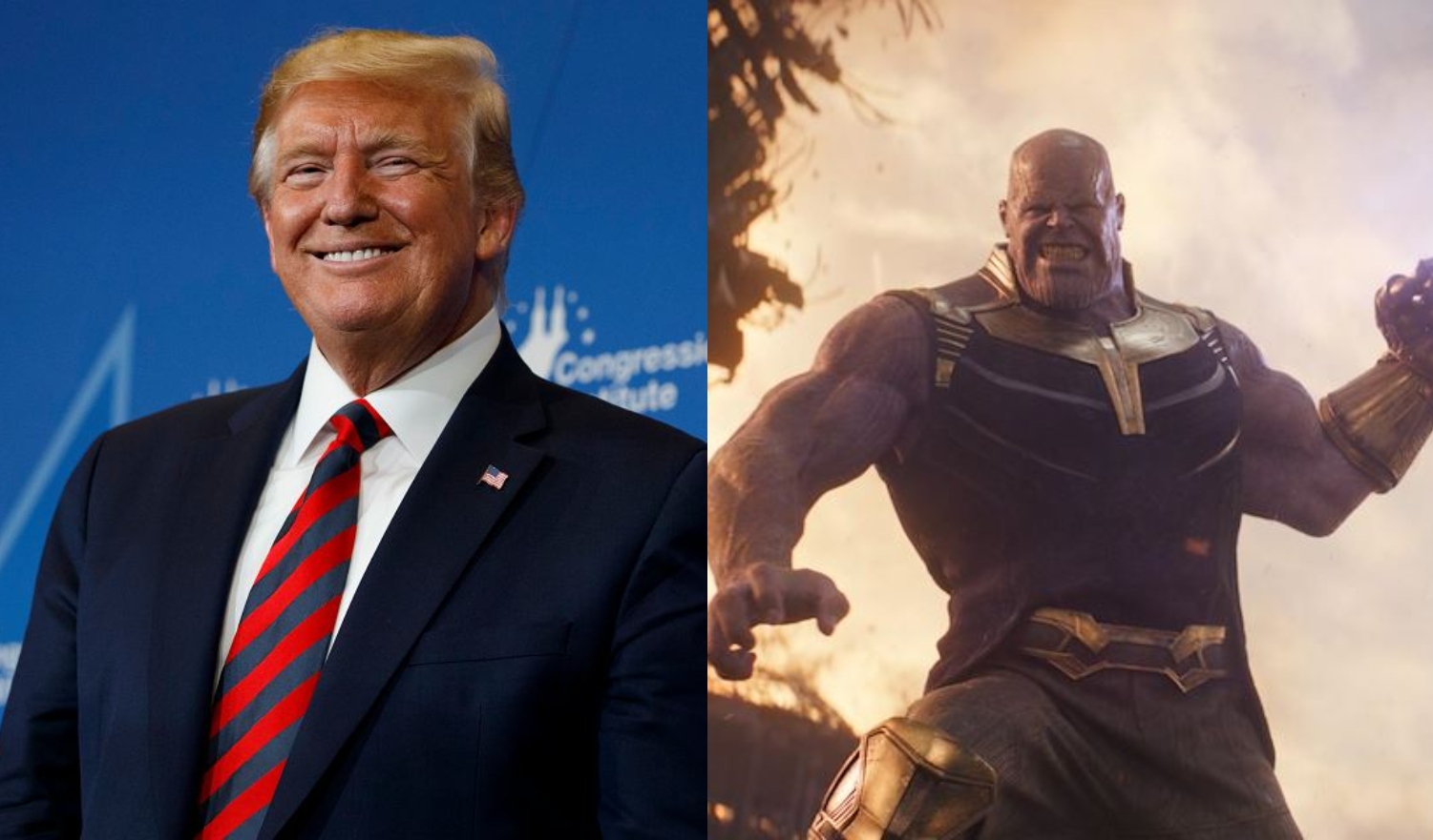DONALD TRUMP jako THANOS w filmiku z kampanii prezydenckiej. Twórca postaci zniesmaczony