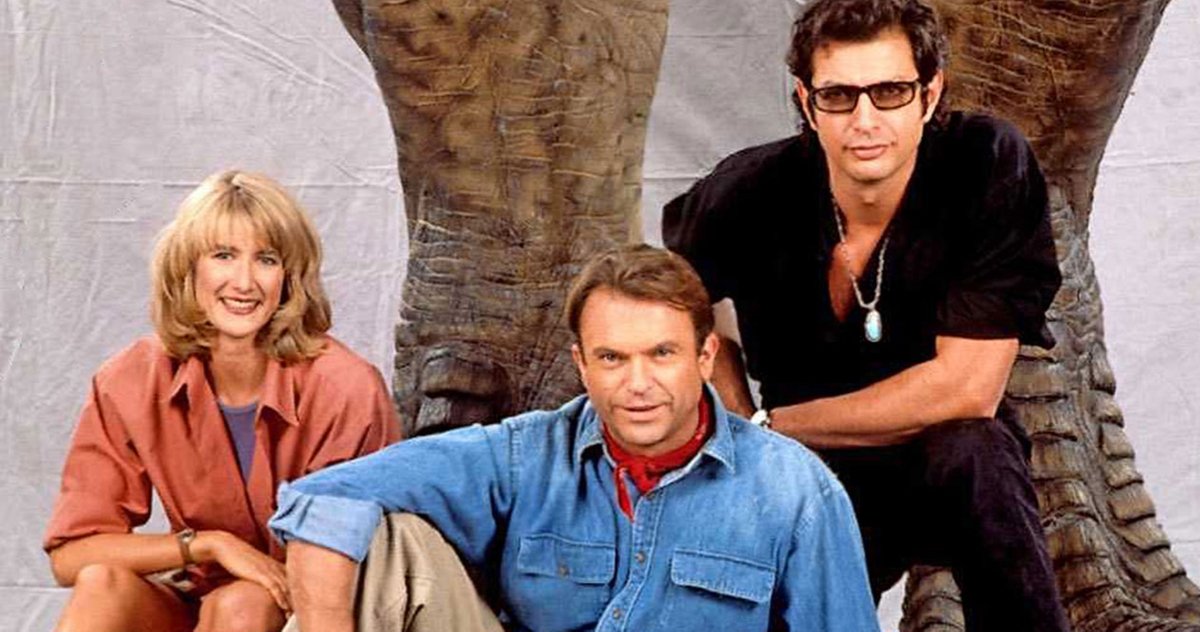 LAURA DERN, JEFF GOLDBLUM i SAM NEILL na zdjęciu z planu JURASSIC WORLD: DOMINION