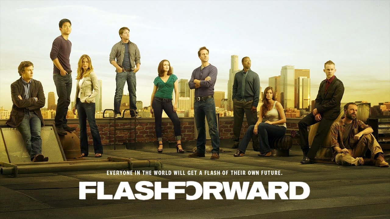 FlashForward | film.org.pl Promotional poster for FlashForward showing ten diverse people on a rooftop with the city skyline in the background and the title at the bottom.